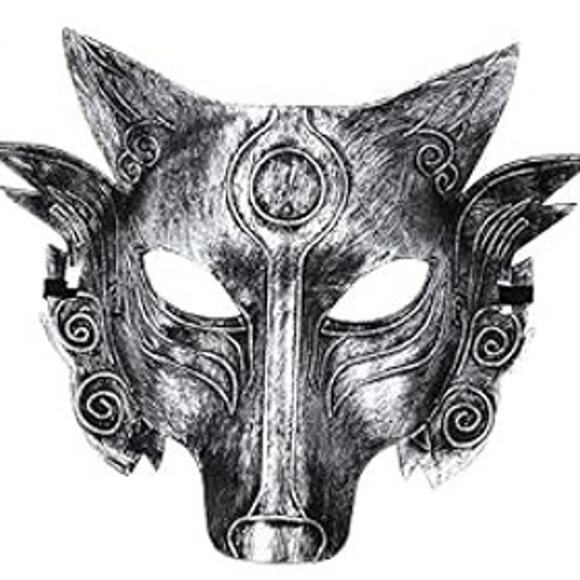 Masquerade Wolf Head Mask – Unisex Gothic/Punk Halloween Cosplay Costume, Silver - Picture 1 of 5